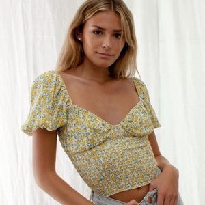 Yellow Floral Top NWOT